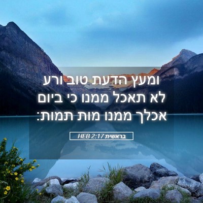 Picture 05 - בראשית 2:17 HEB - ומעץ הדעת טוב ורע לא תאכל - Bible Verse Picture