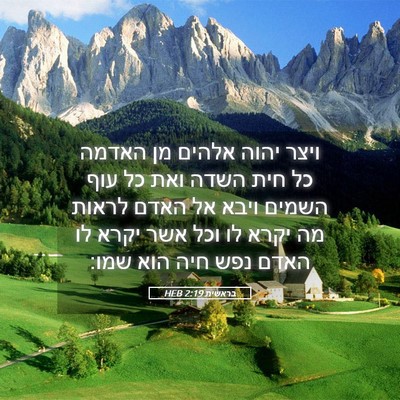Picture 05 - בראשית 2:19 HEB - ויצר יהוה אלהים מן האדמה כל - Bible Verse Picture