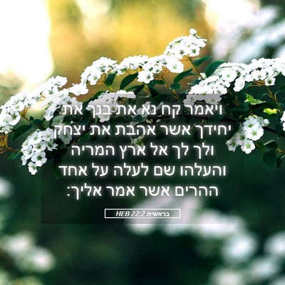 Picture 05 - בראשית 22:2 HEB - ויאמר קח נא את בנך את יחידך - Bible Verse Picture