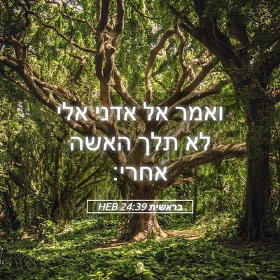 Picture 05 - בראשית 24:39 HEB - ואמר אל אדני אלי לא תלך - Bible Verse Picture