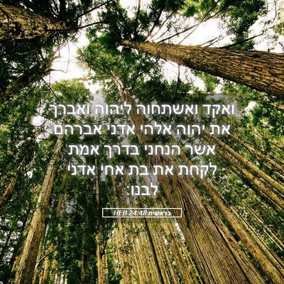 Picture 05 - בראשית 24:48 HEB - ואקד ואשתחוה ליהוה ואברך - Bible Verse Picture