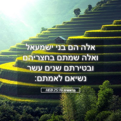 Picture 05 - בראשית 25:16 HEB - אלה הם בני ישמעאל ואלה שמתם - Bible Verse Picture