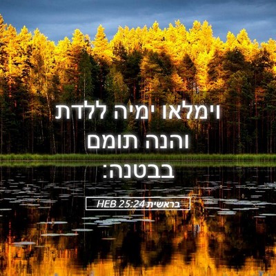Picture 05 - בראשית 25:24 HEB - וימלאו ימיה ללדת והנה תומם - Bible Verse Picture