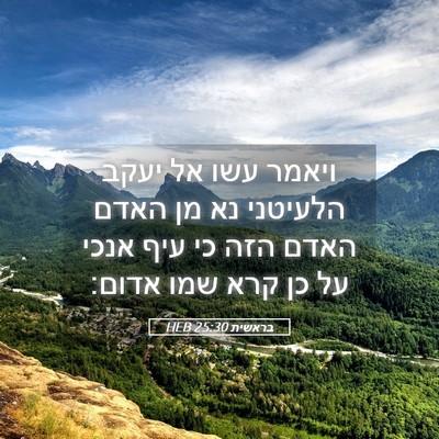 Picture 05 - בראשית 25:30 HEB - ויאמר עשו אל יעקב הלעיטני - Bible Verse Picture