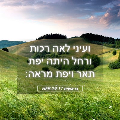 Picture 05 - בראשית 29:17 HEB - ועיני לאה רכות ורחל היתה - Bible Verse Picture