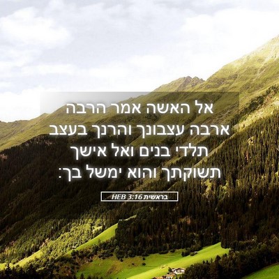Picture 05 - בראשית 3:16 HEB - אל האשה אמר הרבה ארבה - Bible Verse Picture
