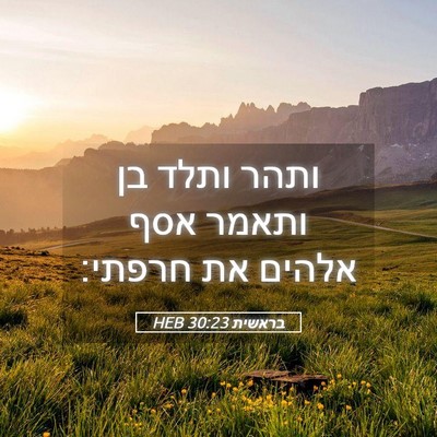 Picture 05 - בראשית 30:23 HEB - ותהר ותלד בן ותאמר אסף - Bible Verse Picture