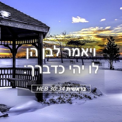 Picture 05 - בראשית 30:34 HEB - ויאמר לבן הן לו יהי - Bible Verse Picture