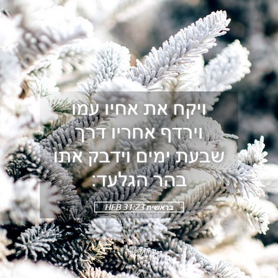 Picture 05 - בראשית 31:23 HEB - ויקח את אחיו עמו וירדף - Bible Verse Picture