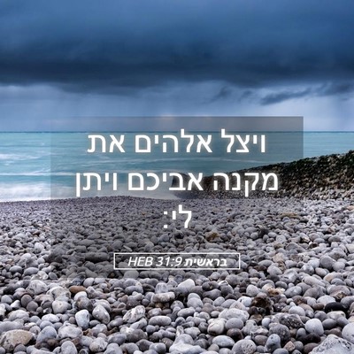Picture 05 - בראשית 31:9 HEB - ויצל אלהים את מקנה אביכם - Bible Verse Picture