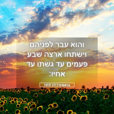Picture 05 - בראשית 33:3 HEB - והוא עבר לפניהם וישתחו - Bible Verse Picture