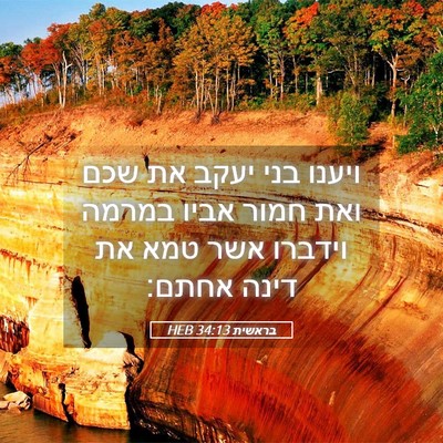 Picture 05 - בראשית 34:13 HEB - ויענו בני יעקב את שכם ואת - Bible Verse Picture