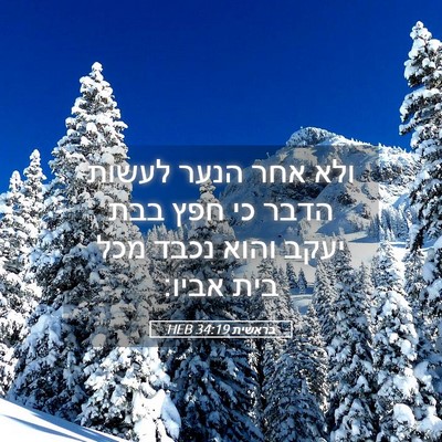 Picture 05 - בראשית 34:19 HEB - ולא אחר הנער לעשות הדבר כי - Bible Verse Picture