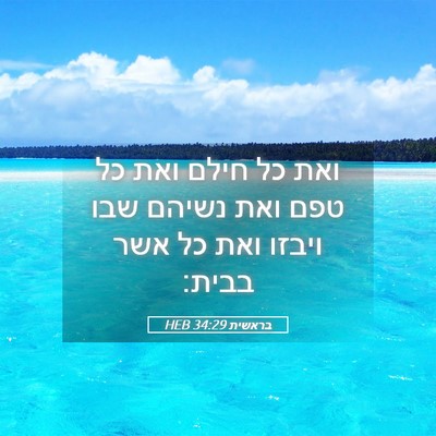 Picture 05 - בראשית 34:29 HEB - ואת כל חילם ואת כל טפם ואת - Bible Verse Picture