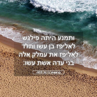 Picture 05 - בראשית 36:12 HEB - ותמנע היתה פילגש לאליפז בן - Bible Verse Picture