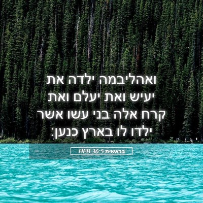 Picture 05 - בראשית 36:5 HEB - ואהליבמה ילדה את יעיש ואת - Bible Verse Picture