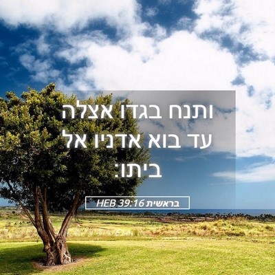Picture 05 - בראשית 39:16 HEB - ותנח בגדו אצלה עד בוא אדניו - Bible Verse Picture