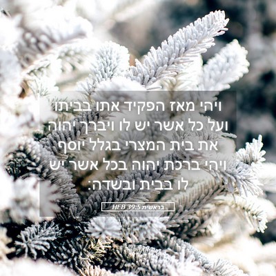 Picture 05 - בראשית 39:5 HEB - ויהי מאז הפקיד אתו בביתו - Bible Verse Picture