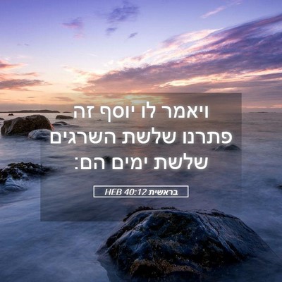 Picture 05 - בראשית 40:12 HEB - ויאמר לו יוסף זה פתרנו שלשת - Bible Verse Picture