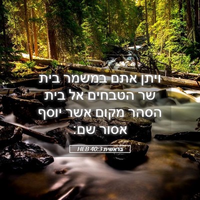 Picture 05 - בראשית 40:3 HEB - ויתן אתם במשמר בית שר - Bible Verse Picture