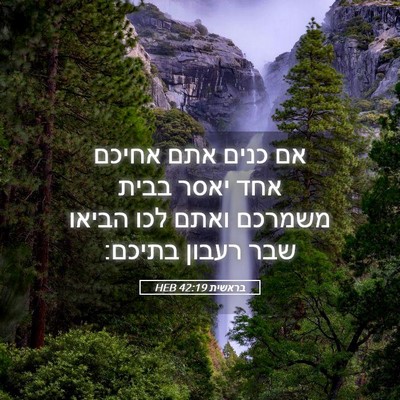 Picture 05 - בראשית 42:19 HEB - אם כנים אתם אחיכם אחד יאסר - Bible Verse Picture