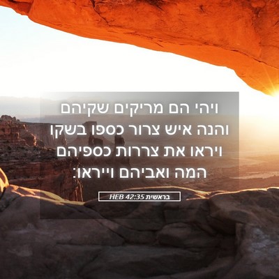 Picture 05 - בראשית 42:35 HEB - ויהי הם מריקים שקיהם והנה - Bible Verse Picture