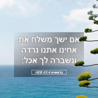 Picture 05 - בראשית 43:4 HEB - אם ישך משלח את אחינו אתנו - Bible Verse Picture
