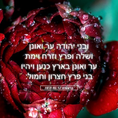 Picture 05 - בראשית 46:12 HEB - ובני יהודה ער ואונן ושלה - Bible Verse Picture