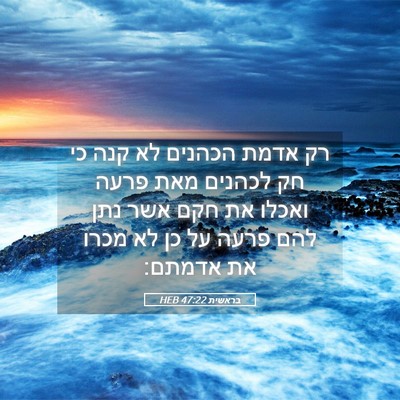 Picture 05 - בראשית 47:22 HEB - רק אדמת הכהנים לא קנה כי חק - Bible Verse Picture