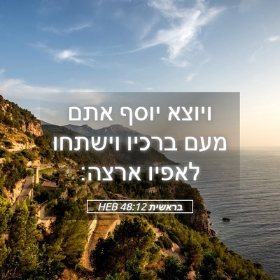 Picture 05 - בראשית 48:12 HEB - ויוצא יוסף אתם מעם ברכיו - Bible Verse Picture