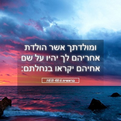 Picture 05 - בראשית 48:6 HEB - ומולדתך אשר הולדת אחריהם - Bible Verse Picture