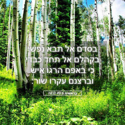 Picture 05 - בראשית 49:6 HEB - בסדם אל תבא נפשי בקהלם אל - Bible Verse Picture