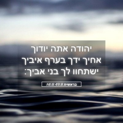 Picture 05 - בראשית 49:8 HEB - יהודה אתה יודוך אחיך ידך - Bible Verse Picture