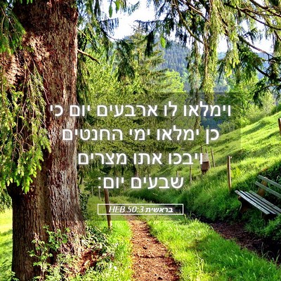 Picture 05 - בראשית 50:3 HEB - וימלאו לו ארבעים יום כי כן - Bible Verse Picture