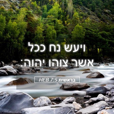 Picture 05 - בראשית 7:5 HEB - ויעש נח ככל אשר צוהו - Bible Verse Picture