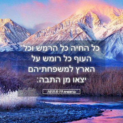 Picture 05 - בראשית 8:19 HEB - כל החיה כל הרמש וכל העוף כל - Bible Verse Picture
