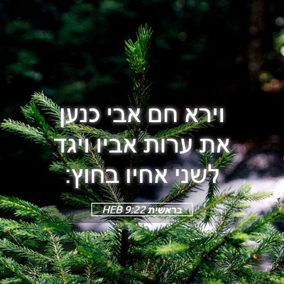 Picture 05 - בראשית 9:22 HEB - וירא חם אבי כנען את ערות - Bible Verse Picture