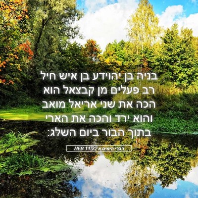 Picture 05 - דברי הימים א 11:22 HEB - בניה בן יהוידע בן איש חיל - Bible Verse Picture