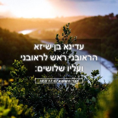Picture 05 - דברי הימים א 11:42 HEB - עדינא בן שיזא הראובני ראש - Bible Verse Picture