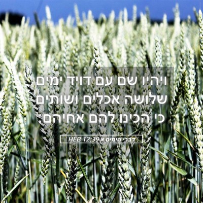 Picture 05 - דברי הימים א 12:39 HEB - ויהיו שם עם דויד ימים שלושה - Bible Verse Picture