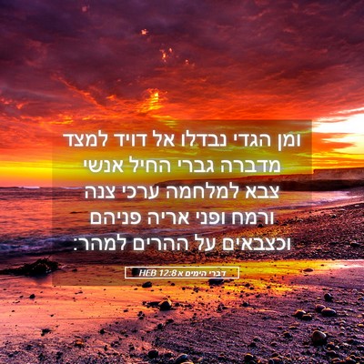 Picture 05 - דברי הימים א 12:8 HEB - ומן הגדי נבדלו אל דויד למצד - Bible Verse Picture