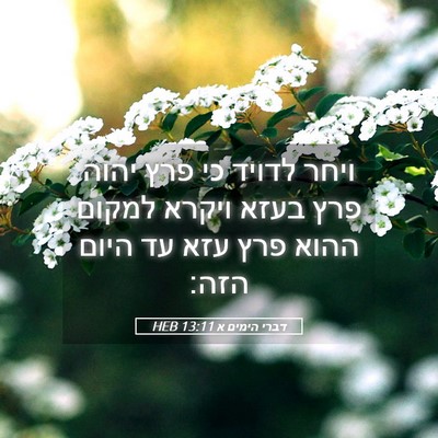 Picture 05 - דברי הימים א 13:11 HEB - ויחר לדויד כי פרץ יהוה פרץ - Bible Verse Picture