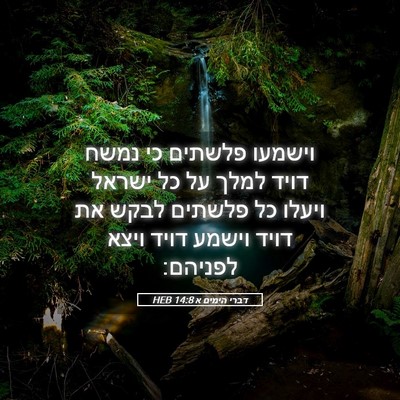 Picture 05 - דברי הימים א 14:8 HEB - וישמעו פלשתים כי נמשח דויד - Bible Verse Picture