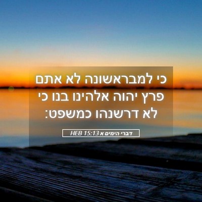 Picture 05 - דברי הימים א 15:13 HEB - כי למבראשונה לא אתם פרץ - Bible Verse Picture