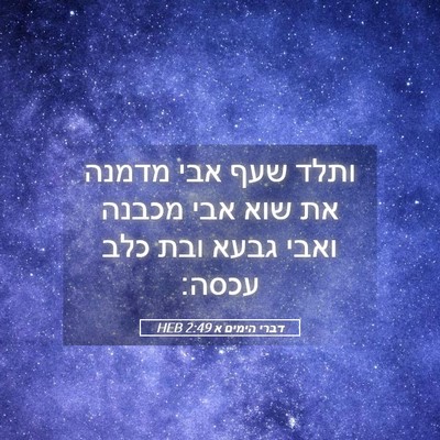 Picture 05 - דברי הימים א 2:49 HEB - ותלד שעף אבי מדמנה את שוא - Bible Verse Picture