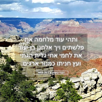 Picture 05 - דברי הימים א 20:5 HEB - ותהי עוד מלחמה את פלשתים - Bible Verse Picture