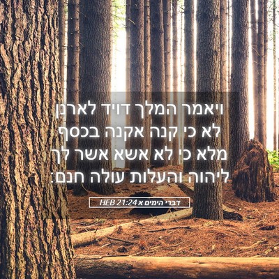 Picture 05 - דברי הימים א 21:24 HEB - ויאמר המלך דויד לארנן לא כי - Bible Verse Picture