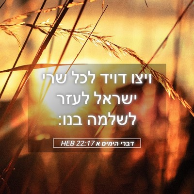 Picture 05 - דברי הימים א 22:17 HEB - ויצו דויד לכל שרי ישראל - Bible Verse Picture