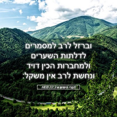 Picture 05 - דברי הימים א 22:3 HEB - וברזל לרב למסמרים לדלתות - Bible Verse Picture