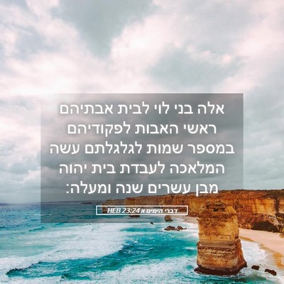 Picture 05 - דברי הימים א 23:24 HEB - אלה בני לוי לבית אבתיהם - Bible Verse Picture